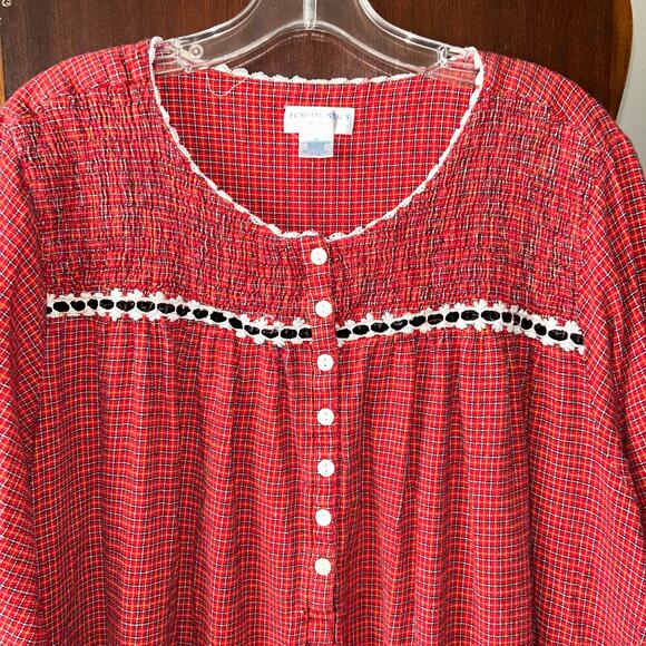 Fundamentals Nightgown Womens 2X Red Plaid Vintage Heavy Grandma Cottagecore - Picture 3 of 9